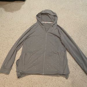 Juicy Couture - Gray Hooded Zip-Up Jacket with Studded Design - Medium